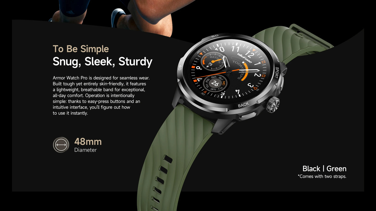 Ulefone Armor Watch Pro Smartwatch 1.5" AMOLED Display, Built-in GPS, Heart Rate Monitor, Sports Smart Watch for Men & Women