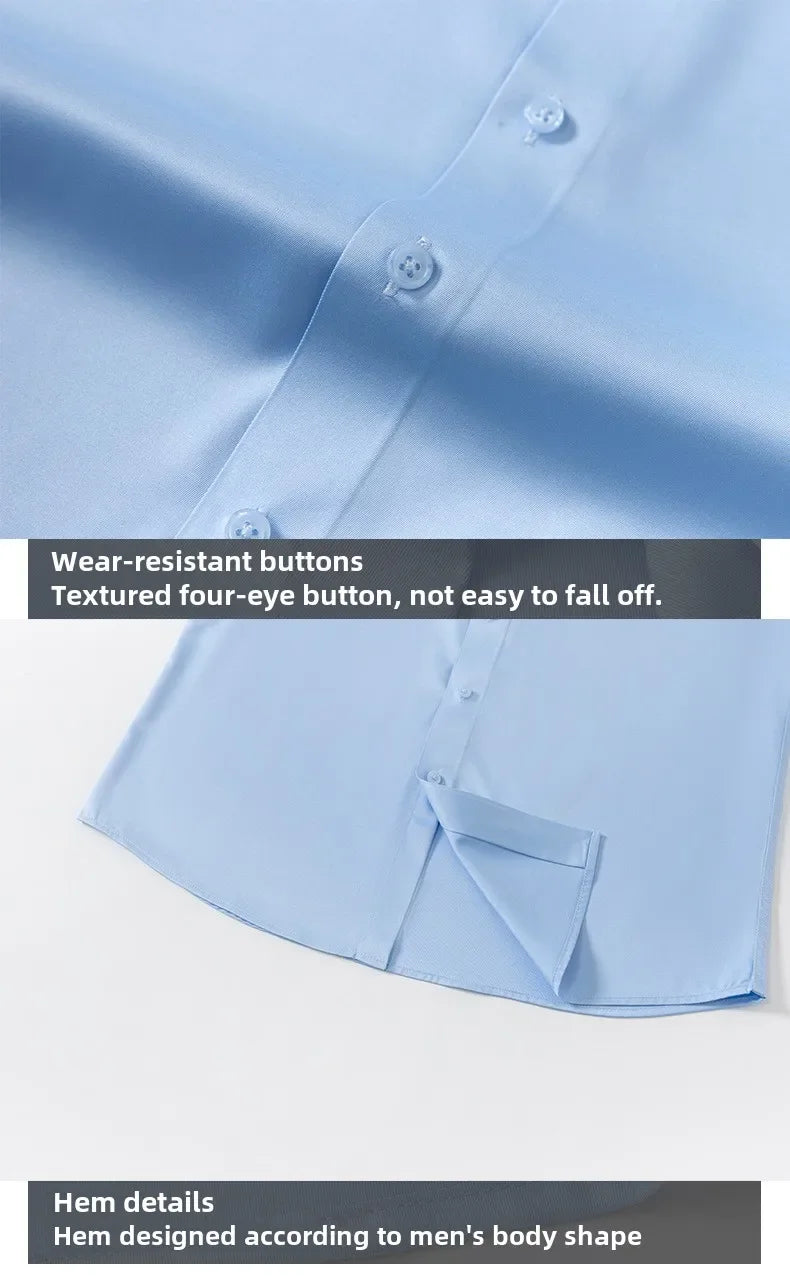 S~6XL satin plus size long sleeve shirt business casual dress shirt non-ironing wrinkle-resistant men's wholesale, men's shirts