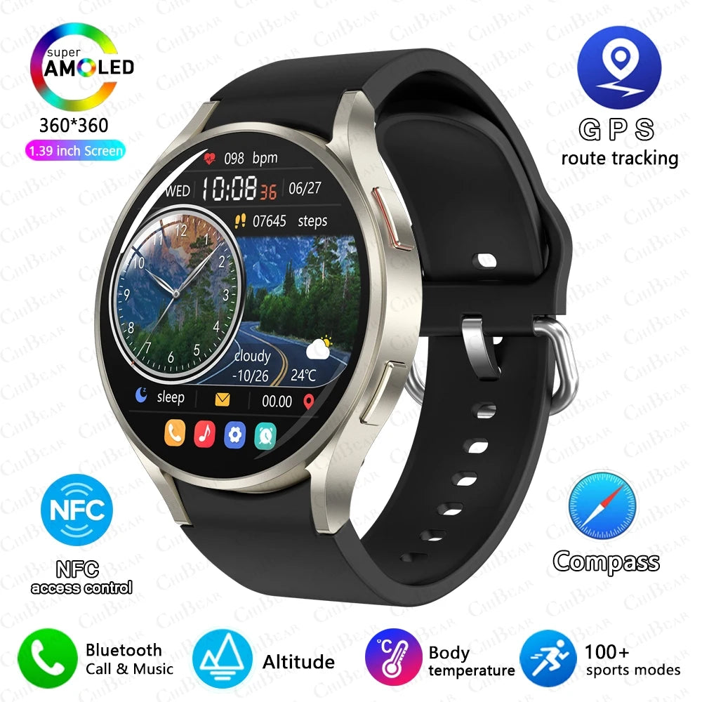 2025 New Bluetooth Call Smart Watch 6 Classic Men AMOLED HD Screen AI Voice Assistant Bluetooth Call NFC GPS Smartwatch Women