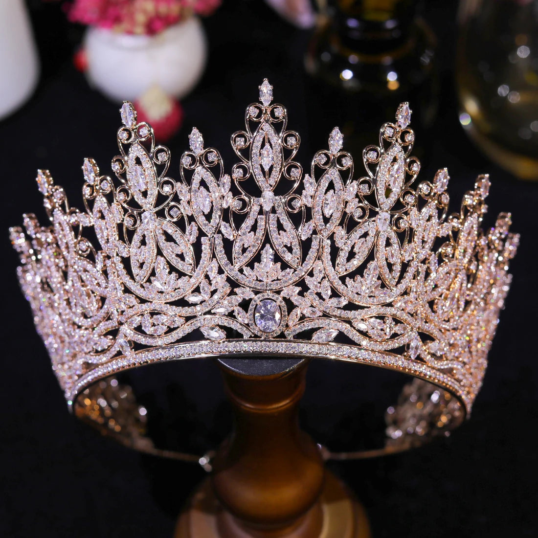 Luxury Miss Universe Queen Crown Crystal Big CZ Jewelry Tiara for Women Bride Hair Accessories Wedding Headdress Zircon Diadema