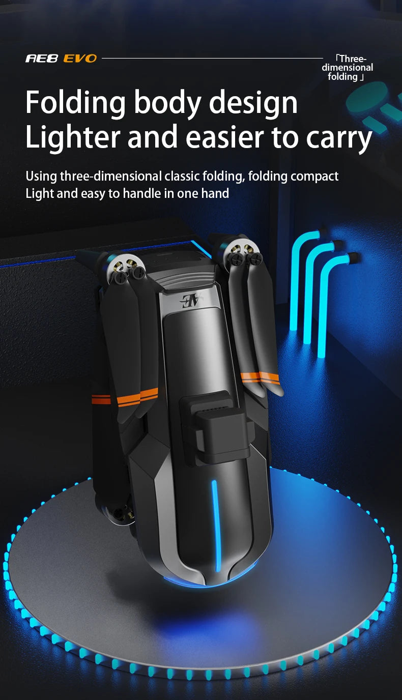 AE8 EVO GPS Drone 4K Professional HD Dual Camera With Screen 5G WIFI 360°Obstacle Avoidance Brushless Rc Quadcopter FPV Drones