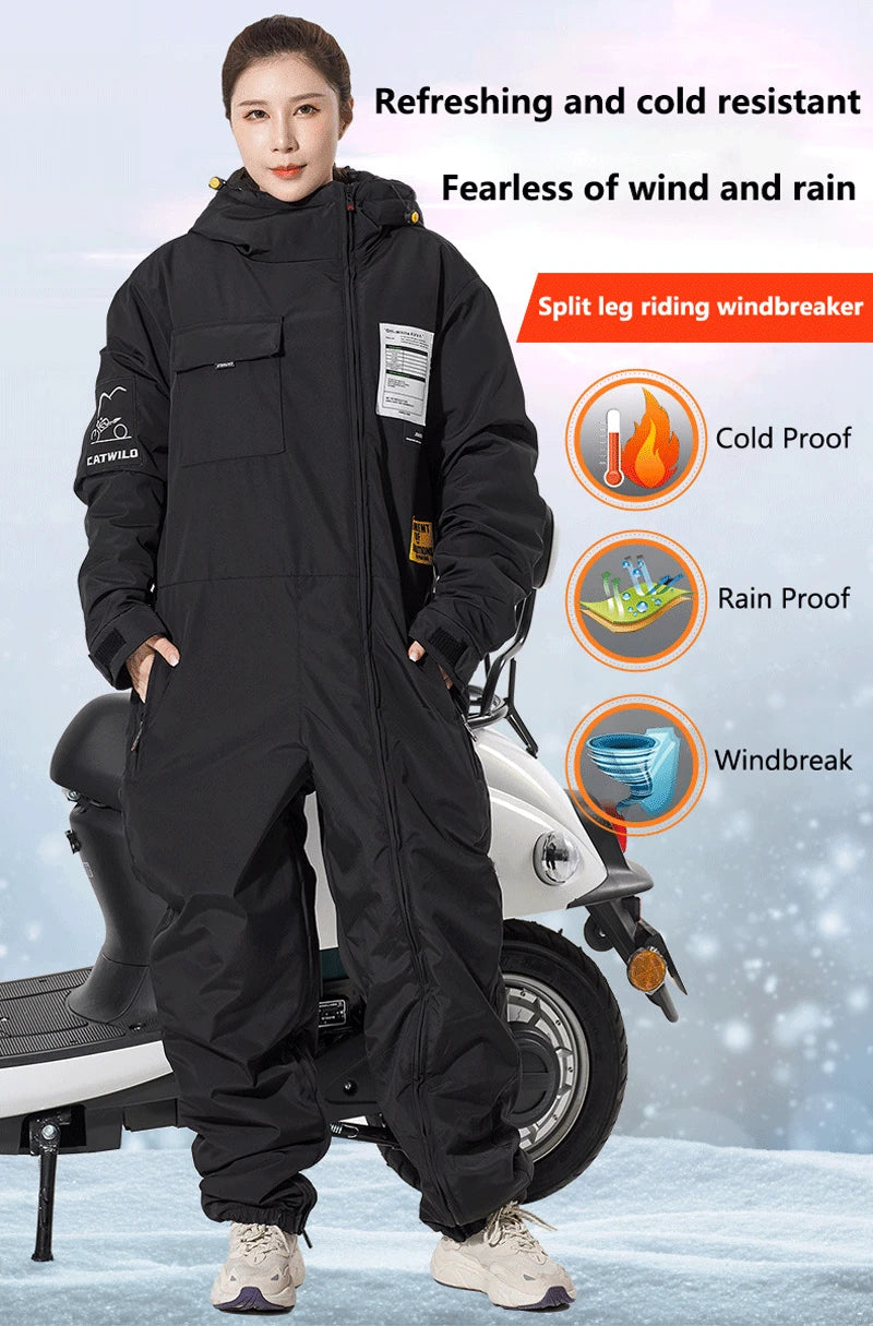 Motorcycle Riding Suit Windproof Plus Velvet Thickened Double-sided Waterproof Snowmobile Jacket Winter Warm Suit for Men Women