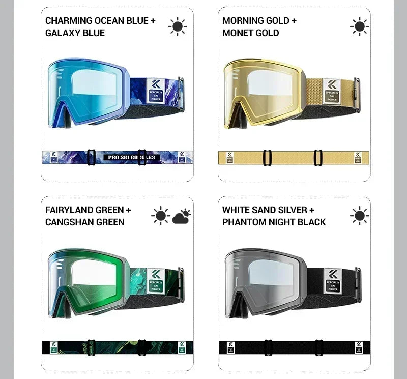 Kapvoe Winter Photochromic Ski Goggle Snow Anti-Fog Sunglasses Snowboard Mask for Men Women Eyewear UV400 Glasses Snowmobile