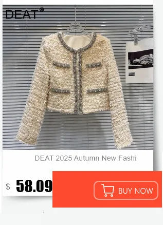 DEAT 2025 Autumn New Fashion Metal Buckle Design Shoulder Strap Denim Short Jacket For Women High Street Coat Female 11A06995