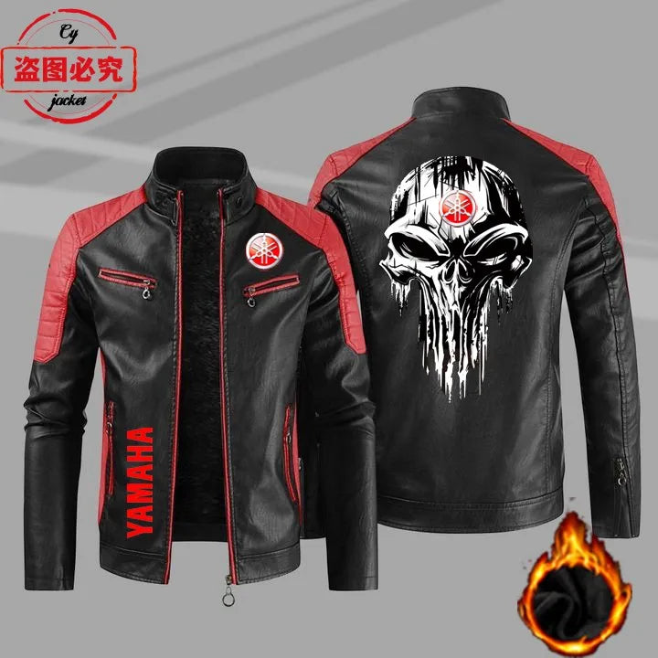 European Size Yamaha Motorcycle Logo Printed Riding Suit PU Leather Jacket Autumn/winter Men's Jacket Racing Suit Workwear