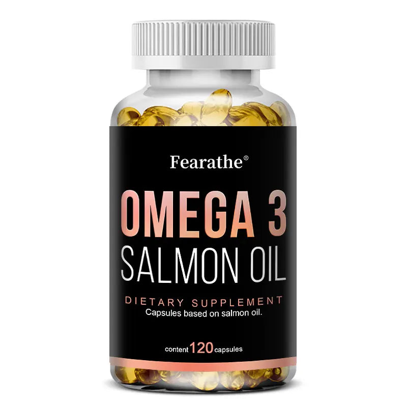 Omega 3 Fish Oil - Pure Salmon Oil, Heart & Brain Health Dietary Supplement - Rich in EPA & DHA