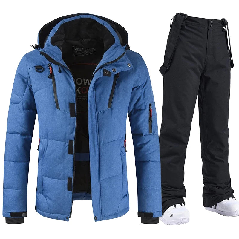 Winter Ski Suit Men Camping Mountain Ski Jacket Ski Pants Warm Windproof Down Jacket Overalls Outdoor Sports Snowboard Clothing