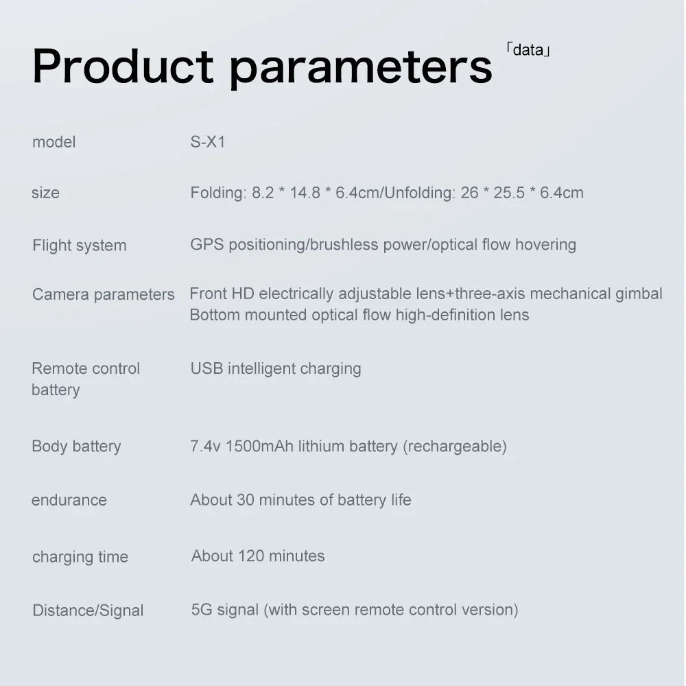 S-X1 MAX GPS Drone 4K Camera 3-Axis Gimbal EIS 5KM Digital Transmission Brushless Motor Quadcopter with 4.5" Screen Remote 231g