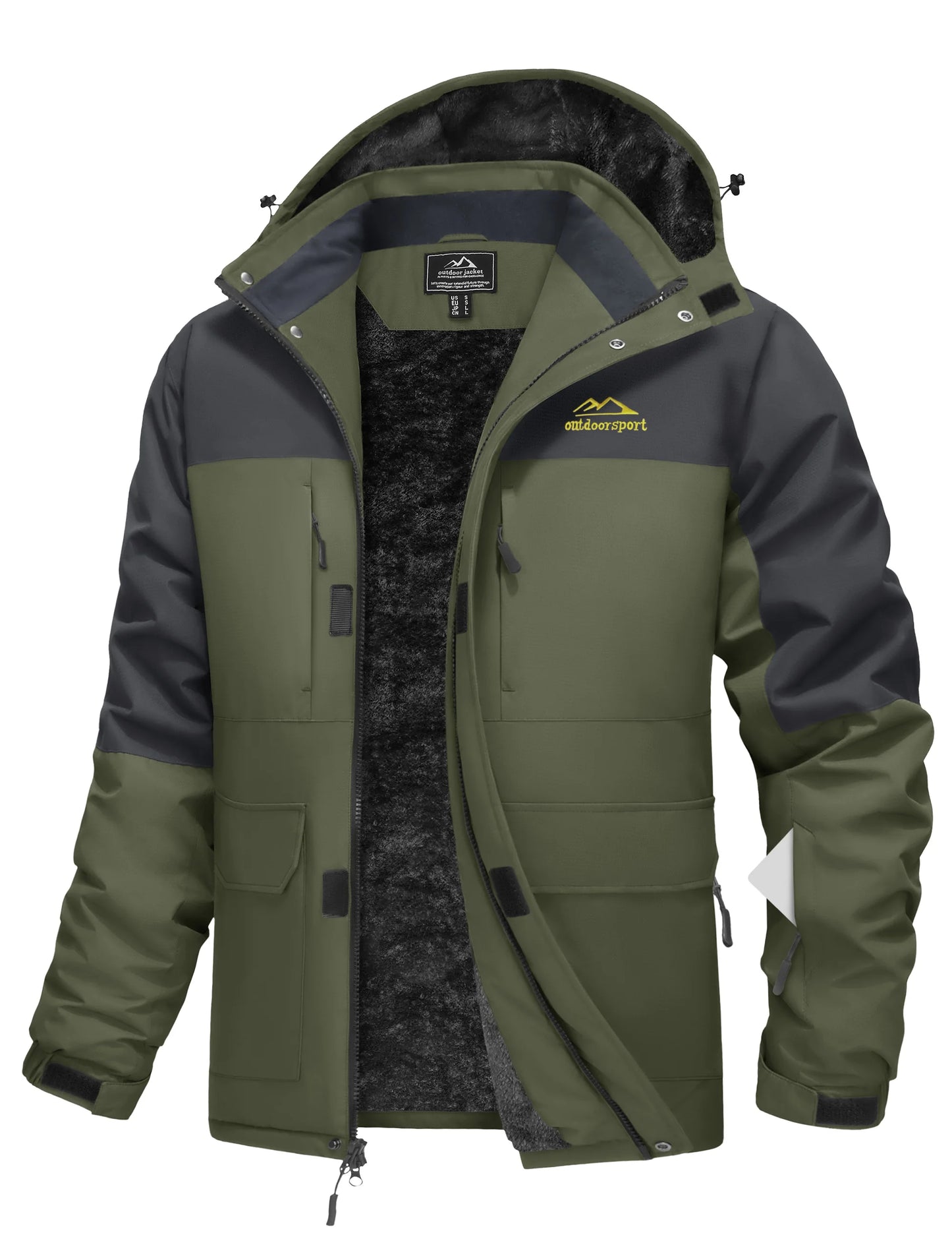 TACVASEN Winter Heavyweight Coats Mens Ski Snow Waterproof Jackets Fleece Warm Snowboard Hooded Jacket Parka Raincoats 9 Pockets