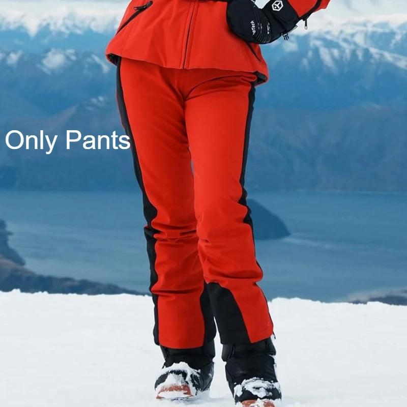 2025 GSOU SNOW Female Ski Pants Snow Slim Waterproof Insulated Windproof Winter Women Snowboard Pants Outdoor Sports Hiking Warm
