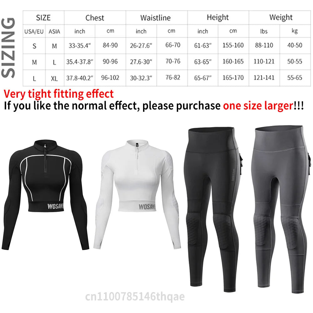 WOSAWE CE Level 1/2 Motorcycle Soft Armor Jacket Pants Set Women Biker Street Riding Clothing Sexy Fit Hip Lifting Training Wear