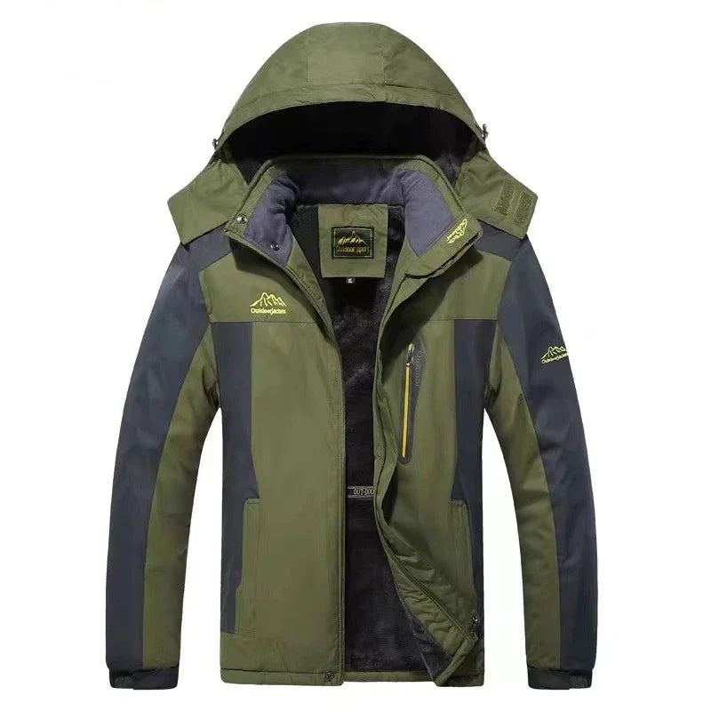 Winter New Waterproof Coat for Men, Winter with Added Velvet and Thick Warm Top, Men's Casual Loose Ski Jacket Jacket Quality