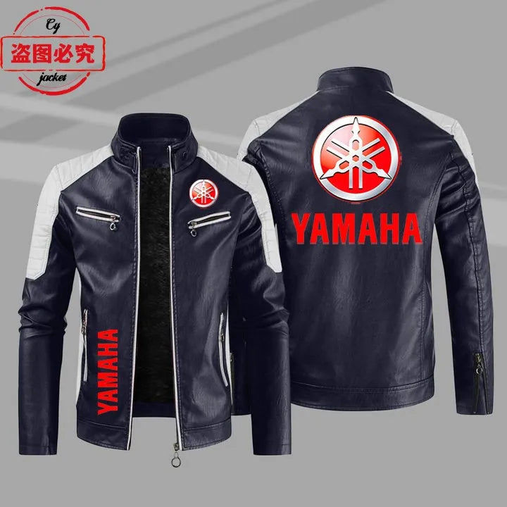 European Size Yamaha Motorcycle Logo Printed Riding Suit PU Leather Jacket Autumn/winter Men's Jacket Racing Suit Workwear