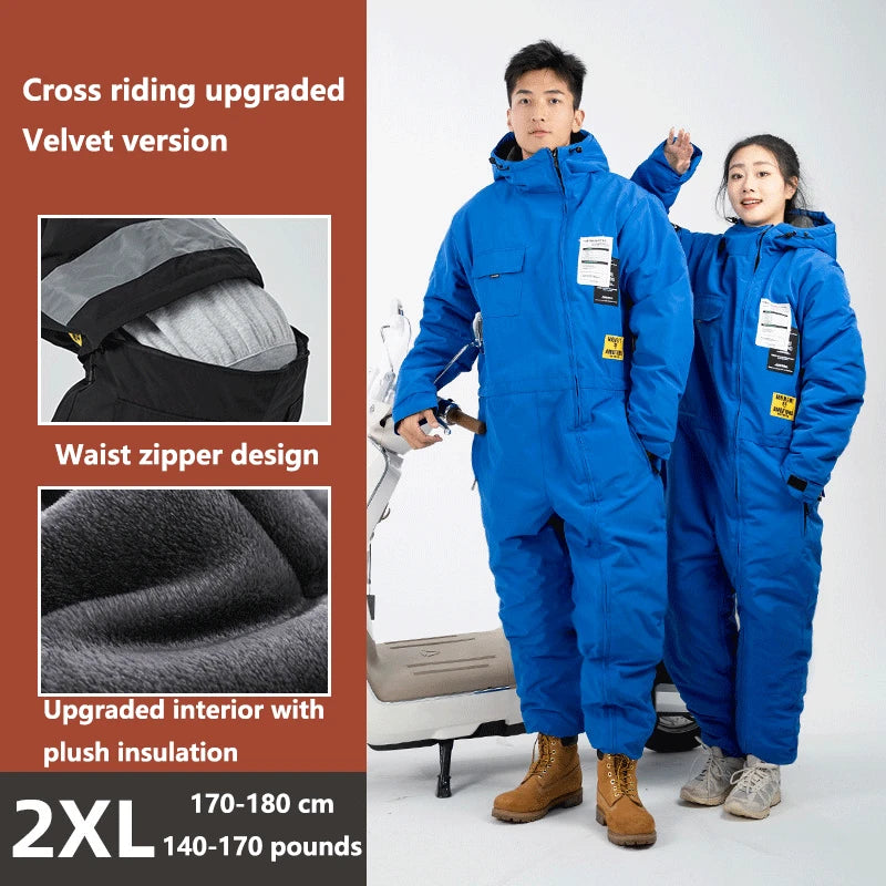 Motorcycle Riding Suit Windproof Plus Velvet Thickened Double-sided Waterproof Snowmobile Jacket Winter Warm Suit for Men Women