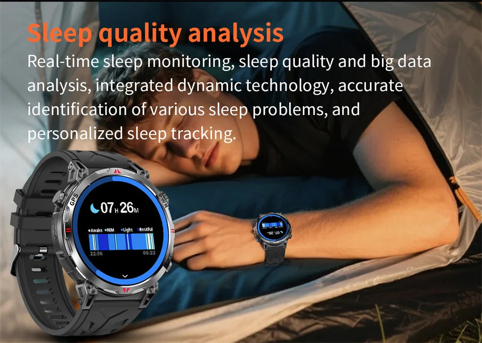 2026 New Outdoor Sports Smartwatch Men GPS Positioning 650mAh HD Call 1.56-inch AMOLED Screen Compass 5ATM Waterproof Watch Man