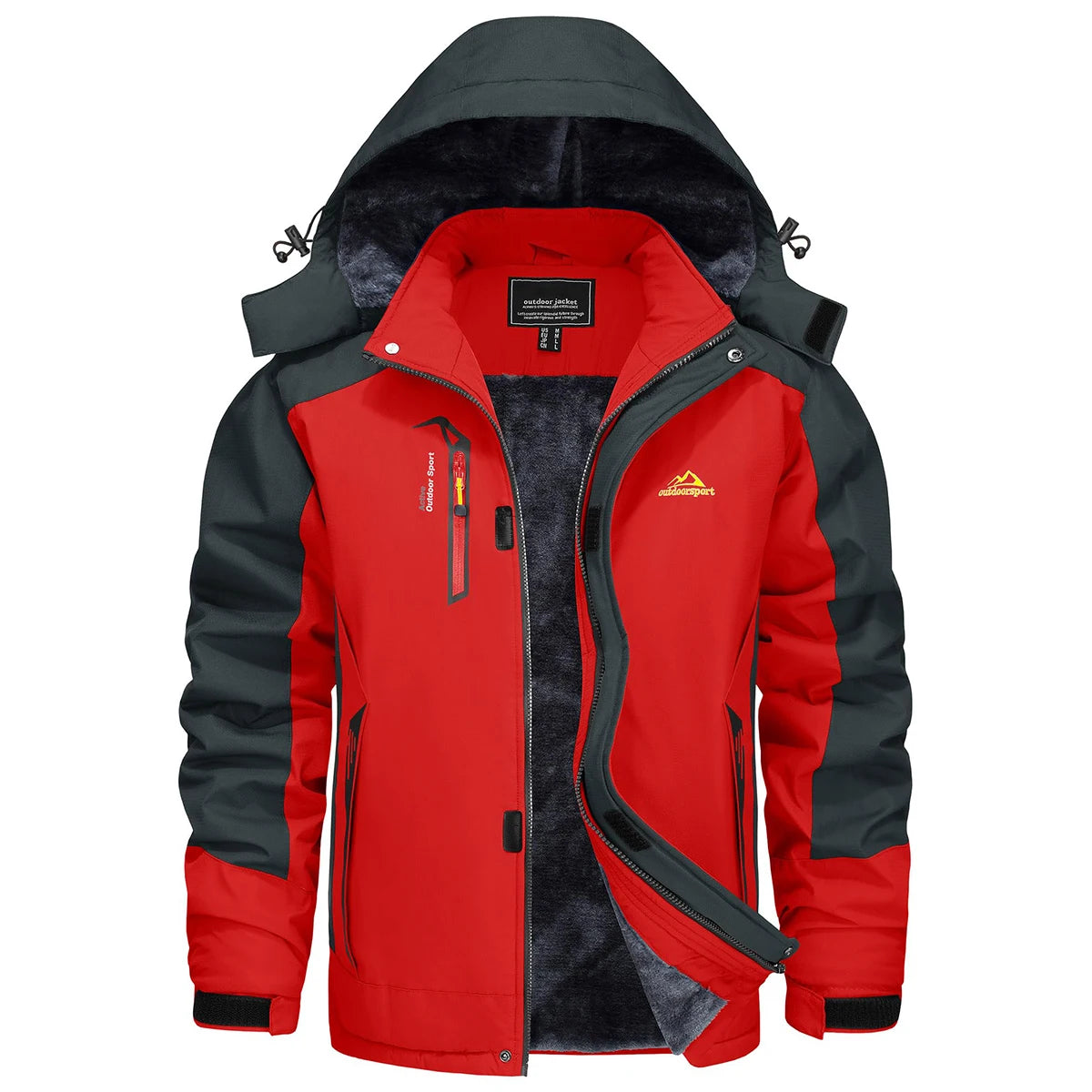 TACVASEN Men's Fleece Lined Skiing Jacket Windproof Detachable Hood Winter Thicken Warm Parkas Waterproof Outdoors Working Coat