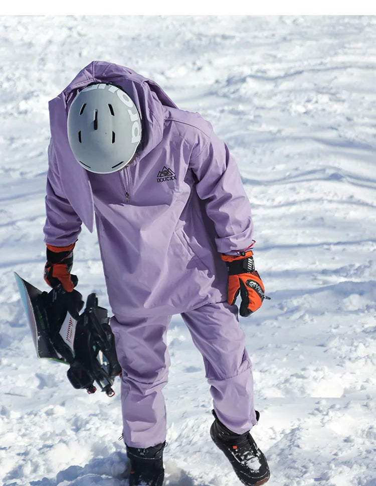 New Trendy Windproof And Warm Rabbit Ear Snow Clothes Men's And Women's Velvet Ski Clothes Set Couple Snow Clothes