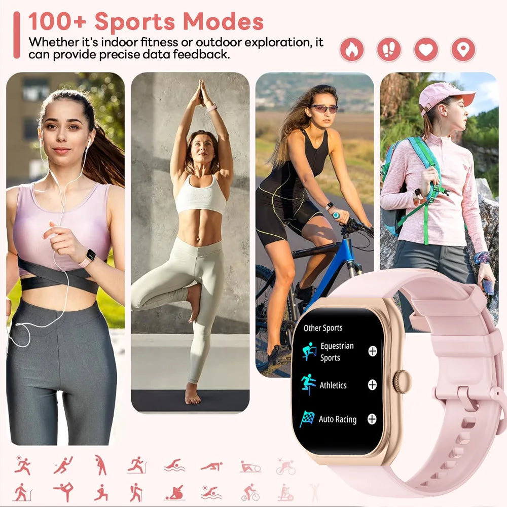 2026 New Bluetooth Call Smart Watch Women Customisable Dials Waterproof Sports Fitness Tracker Fashion Ladies' Smartwatch+Box