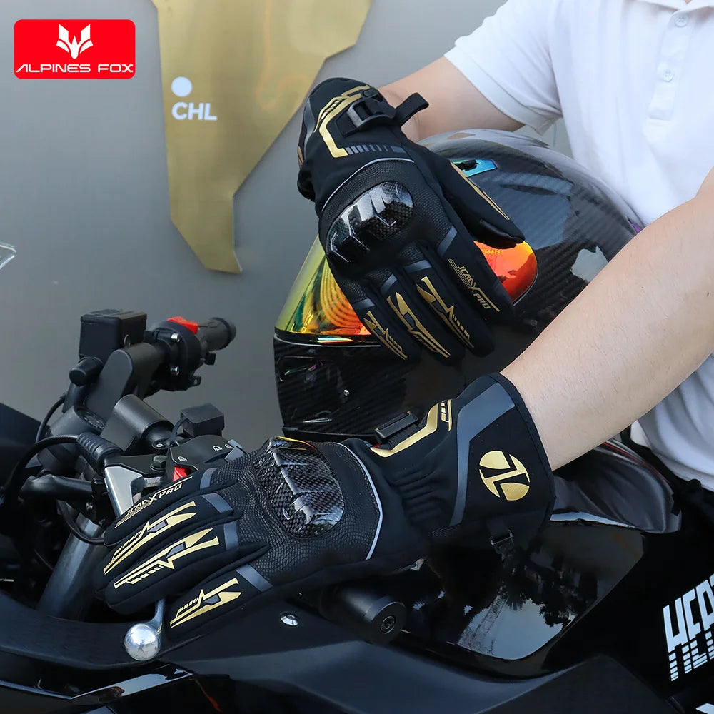 2025 Winter Men Motorcycle Gloves Women Waterproof Warm Moto Guantes Touch Screen Motorbike Riding Glove Carbon Fiber Protective