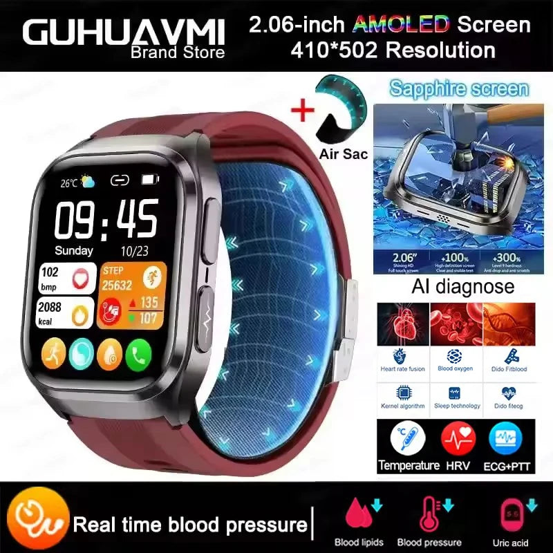 2026New Air Pump Airbag True Blood Pressure Smartwatch MultiDimensional Health Monitoring Micro Physical Examination Smart Watch