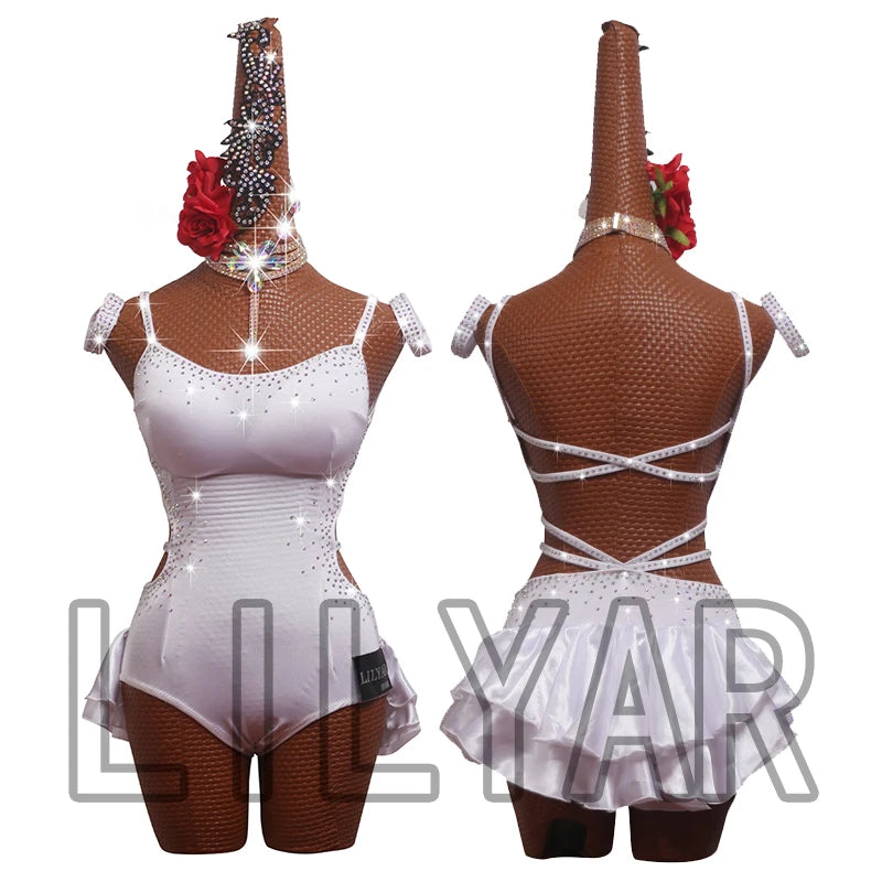 Pole Dancing Latin Dance Dress Steel Pipe Girl Costumes Skirt Performing Dress Adult Customize Children Stretch Velvet Wine  Red