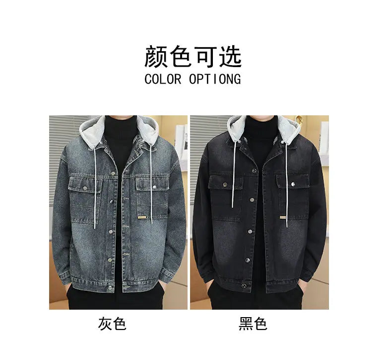 Winter Men's Denim Jacket Thicken Fleece Warm Coats Fashion Classic Hooded Slim Biker Jeans Jacket Outwear