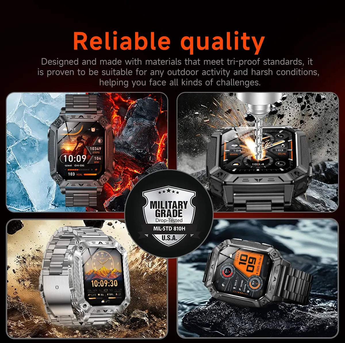 2026 HOT New 1400mAh Large Battery Smart Watch Military Quality 10ATM Waterproof Tactics 100+Sport Bluetooth call SmartWatch Men