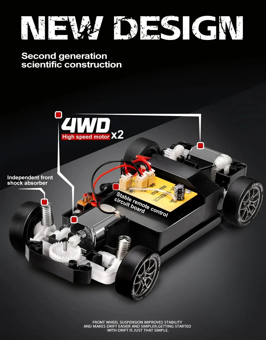 New 4WD Remote Control Drift Car Full Size 1:24 Mini Remote Control Racing Car Model 2.4G Radio High Speed RC Car Boy Toy Gift