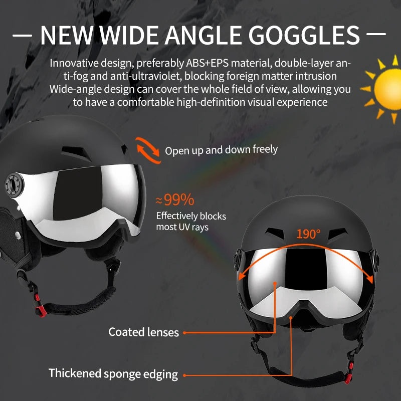 Eastinear's New Lightweight All-in-one Goggles Ski Helmet Men's and Women's Children's Outdoor Skiing and Snowboarding Equipment