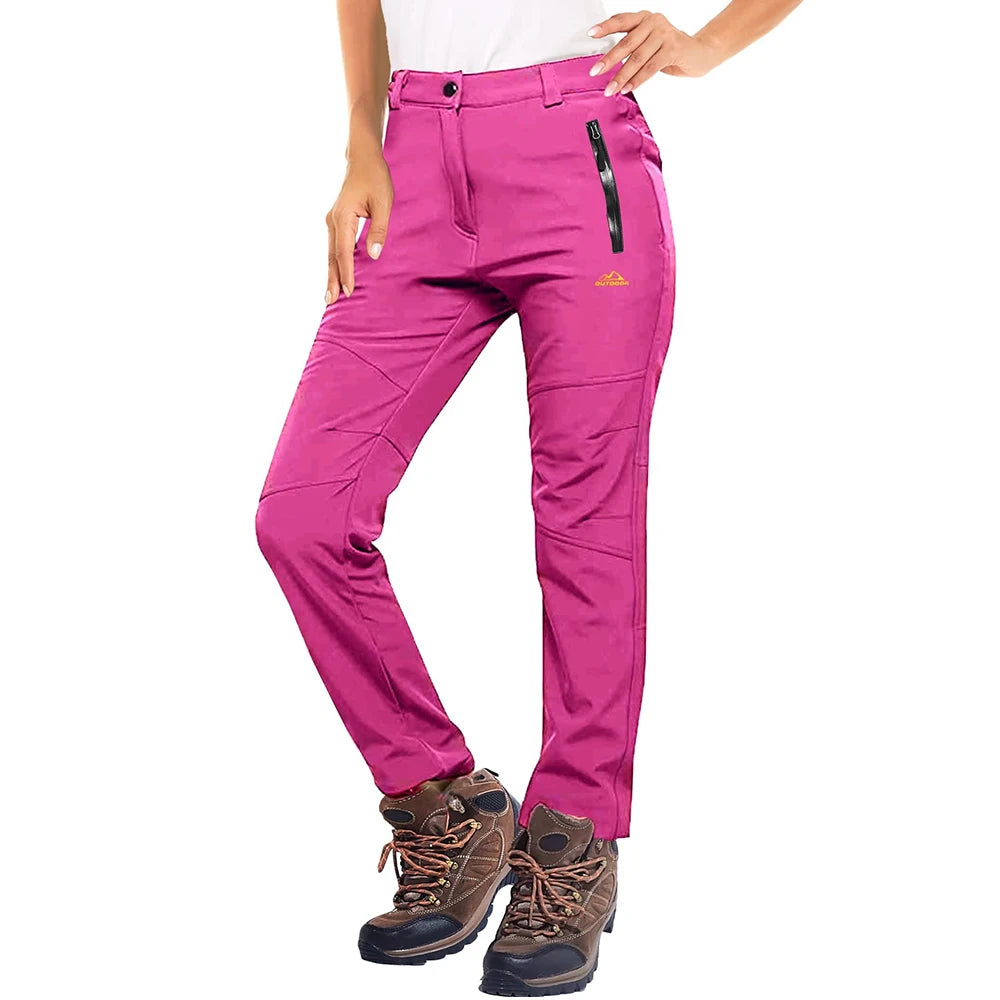MAGCOMSEN Women's Ski Pants Winter Fleece Lined Waterproof Warm Snow Trekking Hiking Pants Outdoor Trousers Female