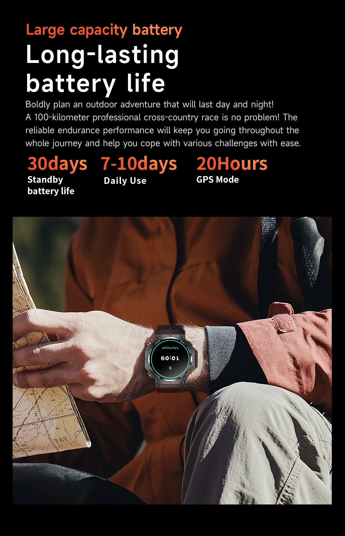 T-Rex 3 Ultra Military Grade GPS Smart Watch 10ATM Waterproof Compass Altimeter Barometric AMOLED Men HD Call Sports Smartwatch