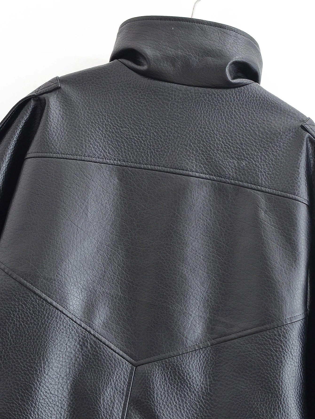 HH Autumn Faux Leather Jacket For Women Casual Solid Long Sleeve Zipper Pu Leather Coats New Fashion Female Streetwear