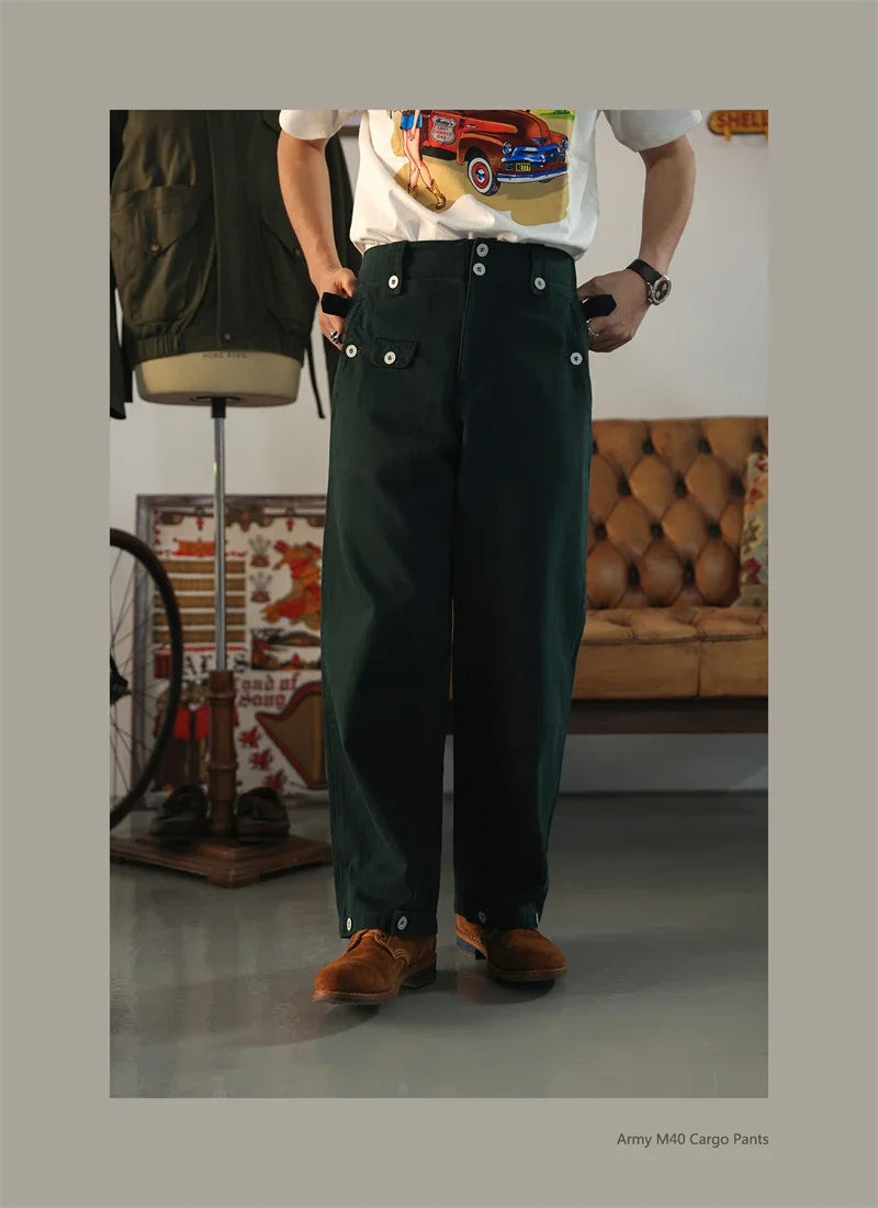 Second Order Army M40 Cargo Pants German Style Vintage Inspired Chino Trousers
