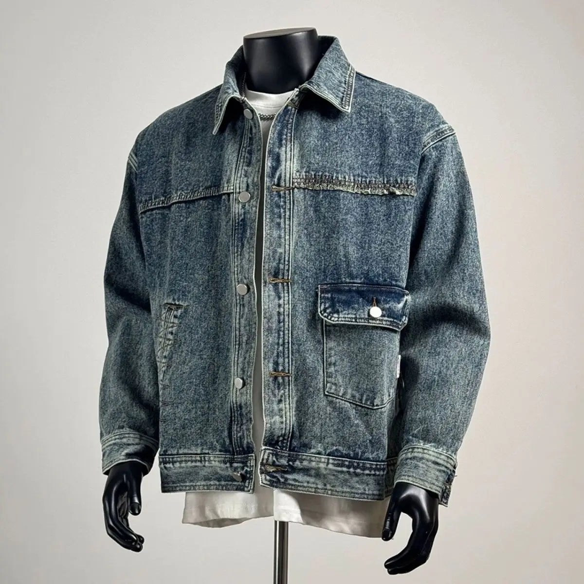 Loose Casual Men's Denim Jaet Spring Autumn New Sle Trendy Outerwear Workwear Classic Waed Cotton Polyester Blend