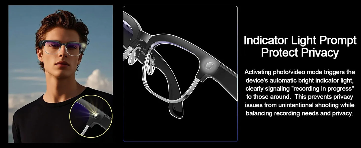 2025 New Upgrade Smart Glasses With Camera Video Recording AI Photo Recognition Bluetooth Call Translation Voice Sunglasses Man