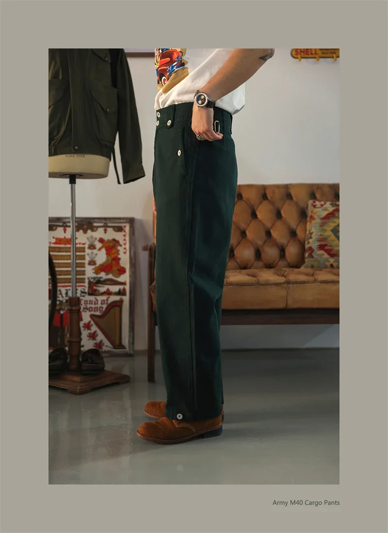 Second Order Army M40 Cargo Pants German Style Vintage Inspired Chino Trousers