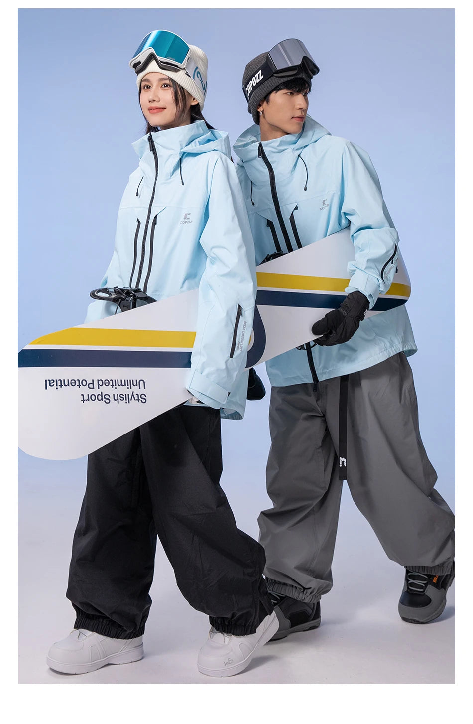 COPOZZ Thicken 3L Ski Jacket Men Women Windproof Waterproof Winter Ski Coat Ski Wear Solid Color Hooded Warm Snowboard Ski Suit