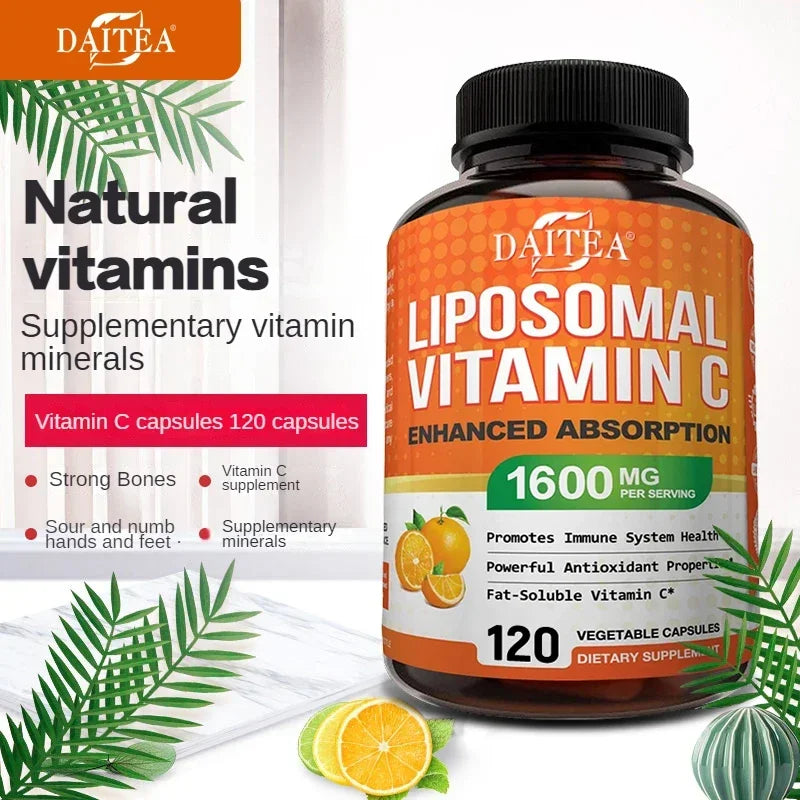 Liposomal Vitamin C 1600 Mg - Highly Absorbable, Fat Soluble Vitamin C, Antioxidant Supplement, Immune System & Collagen Booster