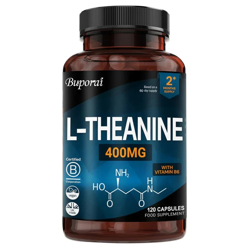 L-Theanine 400MG - Supports Relaxation, Relieves Stress and The Nervous System, Reduces Fatigue, and Promotes Energy Production