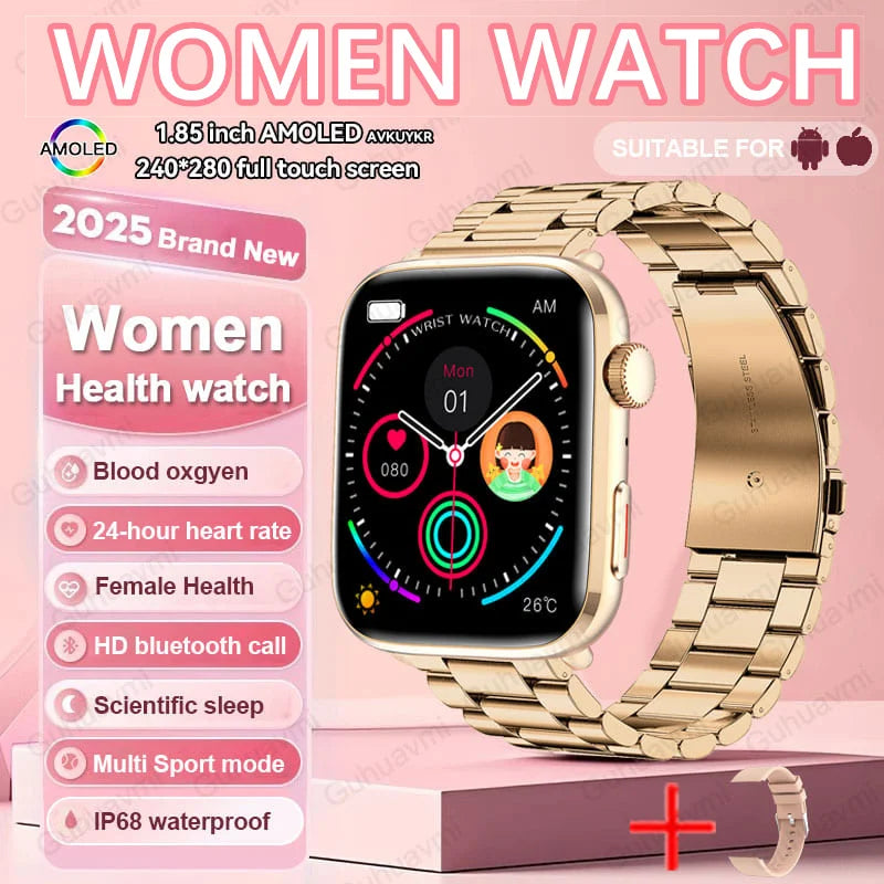 2025 New Women Men AI Smart Diagnosis Watch HRV+PPG Blood Pressure Heart Rate Health Monitor IP68 NFC Fashion Sports Smartwatchs