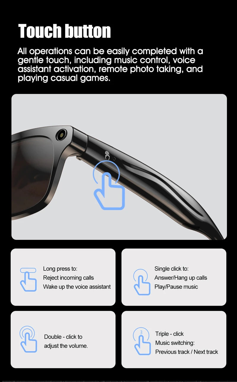 4K AI Smart Photochromic Glasses Multifunction Camera Bluetooth Call Voice Assistant Music Player Translate Glasses For Xiaomi