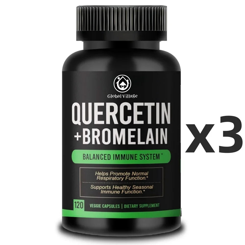 Quercetin with Bromelain Supplement -120 Vegetarian Capsules - Bioflavonoids Quercitin Complex for Immune Support & Respiratory