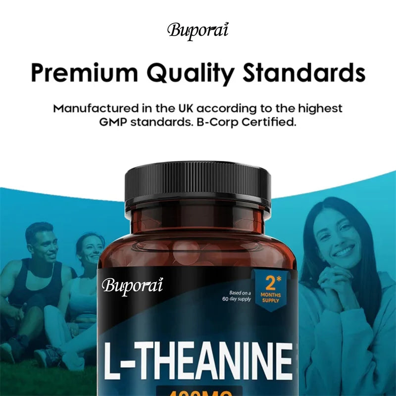 L-Theanine 400MG - Supports Relaxation, Relieves Stress and The Nervous System, Reduces Fatigue, and Promotes Energy Production