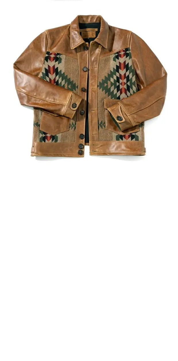 Authentic Cost Price American Retro Oil Wax Cowhide Jaet Men's Genuine Leather Coat Navajo Sle Outerwear Spring Casual