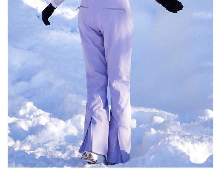 2025 Winter Skiing Bib Pants Women's Slim Fit Windproof Waterproof Outdoor Thermal Bootcut Snow Pants Single Board Double Board