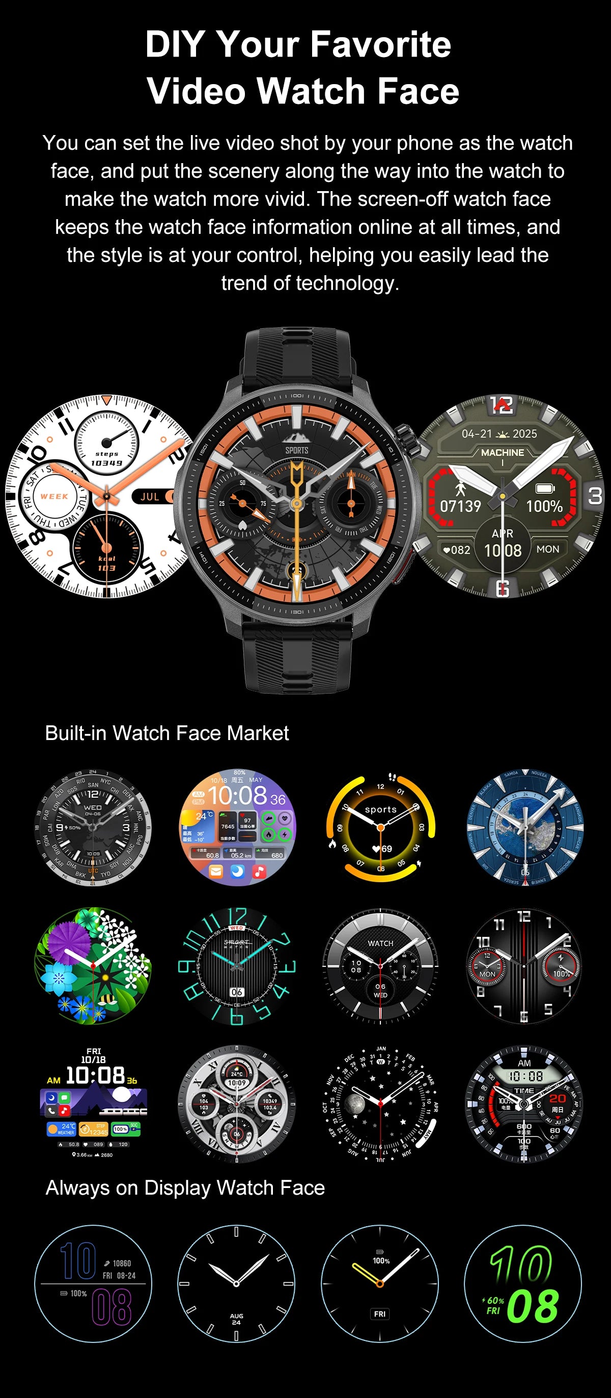 2026NEW GPS Offline Maps Sport Smart Watch Men 4GB Memory Music Video Player AMOLED 3D Menu Style Swim Waterproof Smart Bracelet