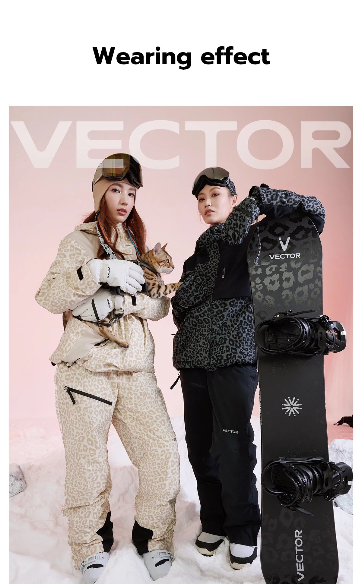 VECTOR Men Women 3L Cotton Ski Jacket Ski Pants Warm Windproof Winter Overalls Waterproof Outdoor Sports Clothing Snowboard