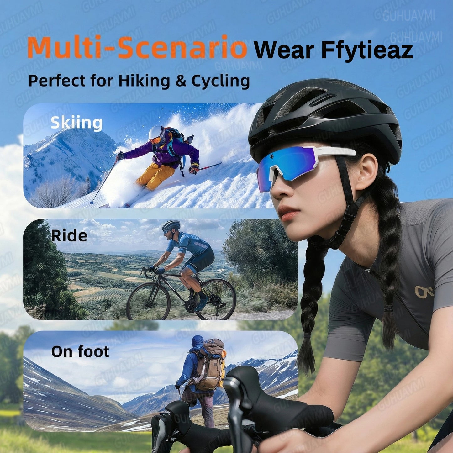 New Outdoor Sport 4K Anti-shake Camera Smart Glasses Men 1200P Video Recording Take Photo Waterproof Sandproof Sunglasses Women