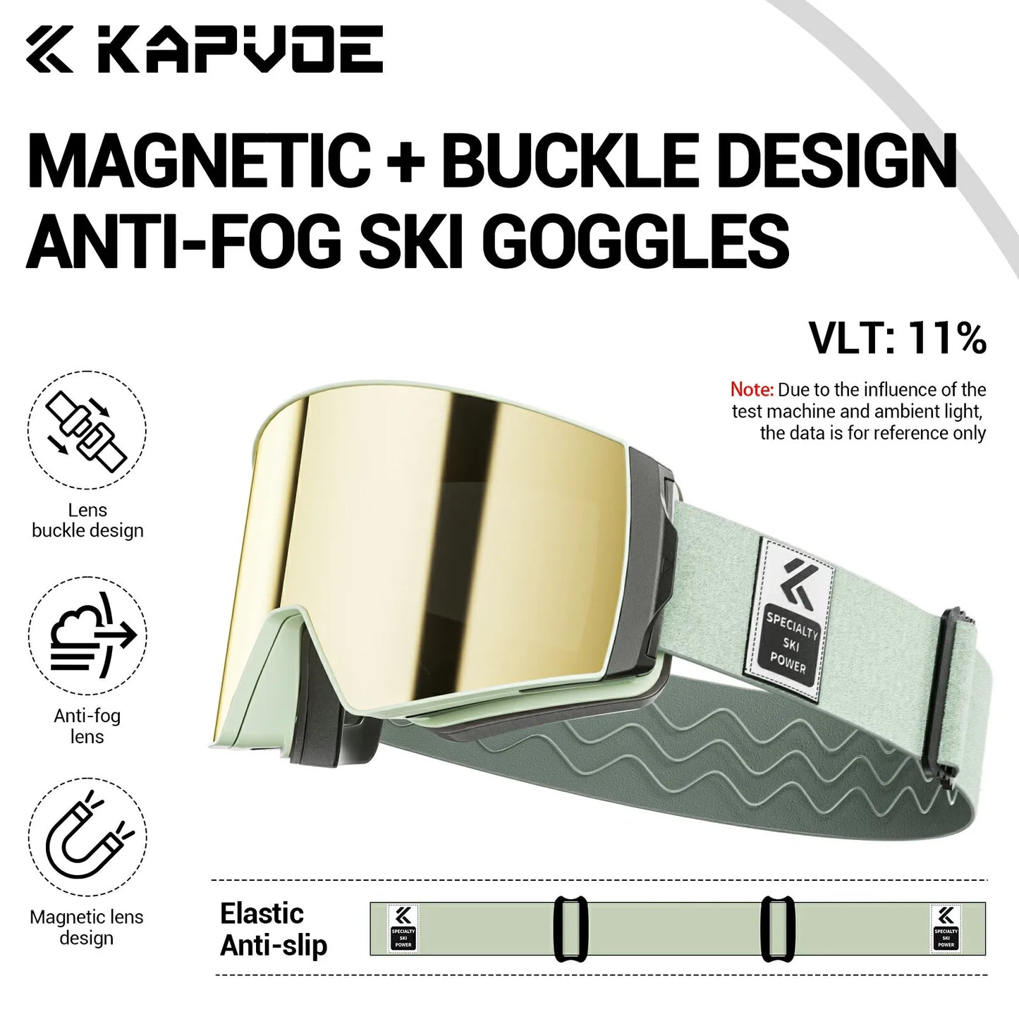 KAPVOE Outdoor Photochromic Ski Goggles Winter Snow Sports for Unisex Snow Glasses UV400 Anti-fog Magnetic Snowboard Glasses