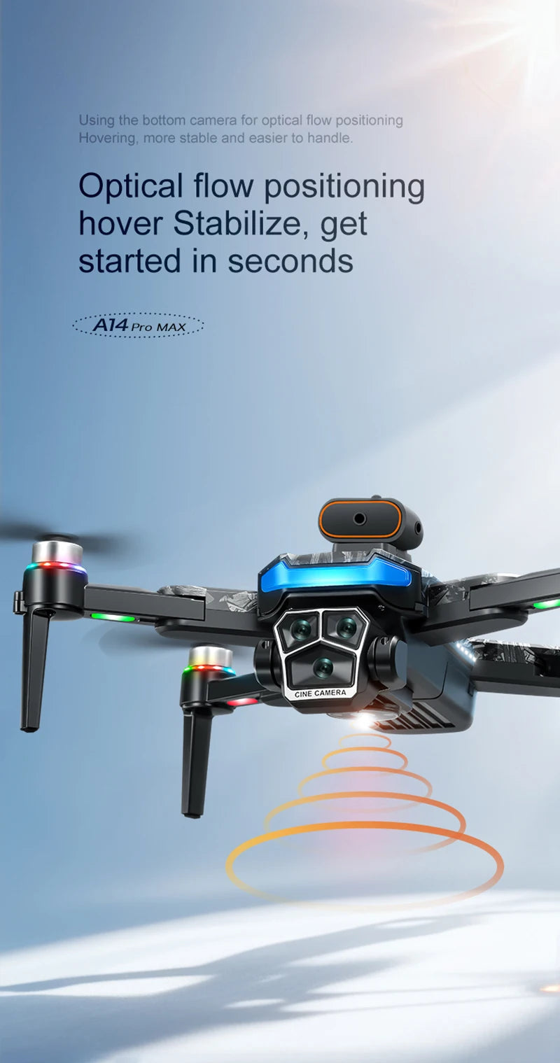 Upgrade A14 Pro Max Drone Aerial 8K HD Dual-Camera 5G WIFI GPS Brushless Motor Optical Flow Obstacle Avoidance RC Drone 10000M